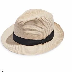 Aqua Fedora Hat. Natural and black.